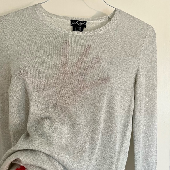 Silver shiny sweater. Lord and Taylor. GREAT CONDITION. Worn only twice. - Picture 5 of 5